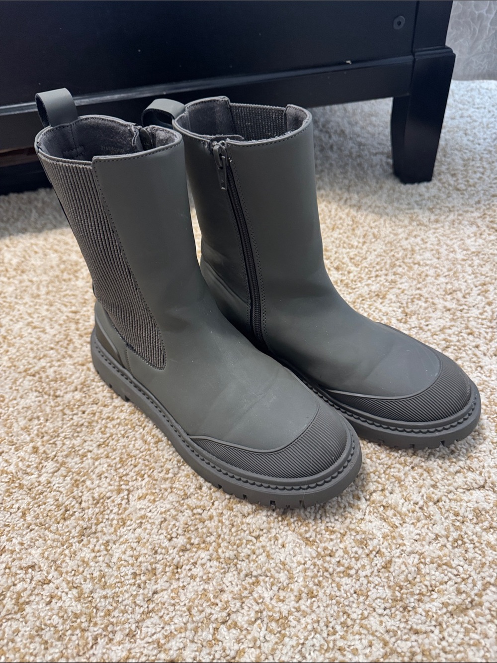 Zara Olive Green Combat Boots